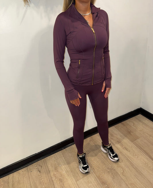 Plum with gold zip & matching leggings