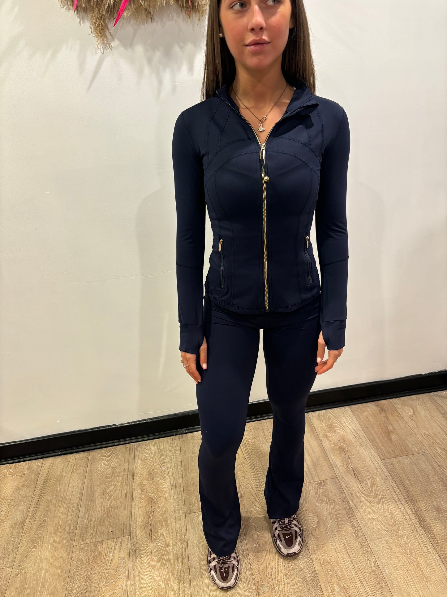 NAVY Lulu zip & flares